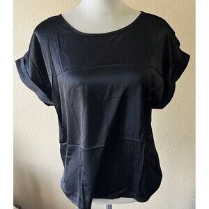 Floerns Black Dressy Satin Blouse Top Women’s M